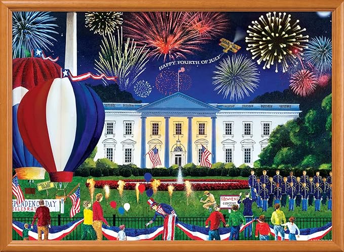 Masterpieces - 500 Piece Jigsaw Puzzle, Large EZ Grip Shapes, White House Fireworks, Fun for Adults, Seniors, Family, Kids, 19.25" x 26.75"
