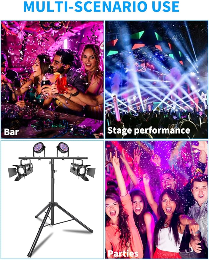 DJ Lights Stand 2 Pack, Heavy Duty DJ Stand, Portable Par Can Tripod Stage Light Stand Adjustable Height 41-95 Inch, DJ Lighting T Bar Suitable for Stages, Bar, Banquet, Party