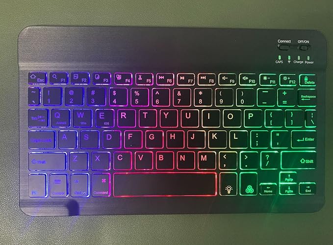 Keyboard Case for Galaxy Tab S6 Lite 10.4 Inch 2024/2022/2020, Slim Lightweight 7 Color Rainbow Backlight Detachable Magnetic Bluetooth Keyboard Cover with S Pen Holder,Teal