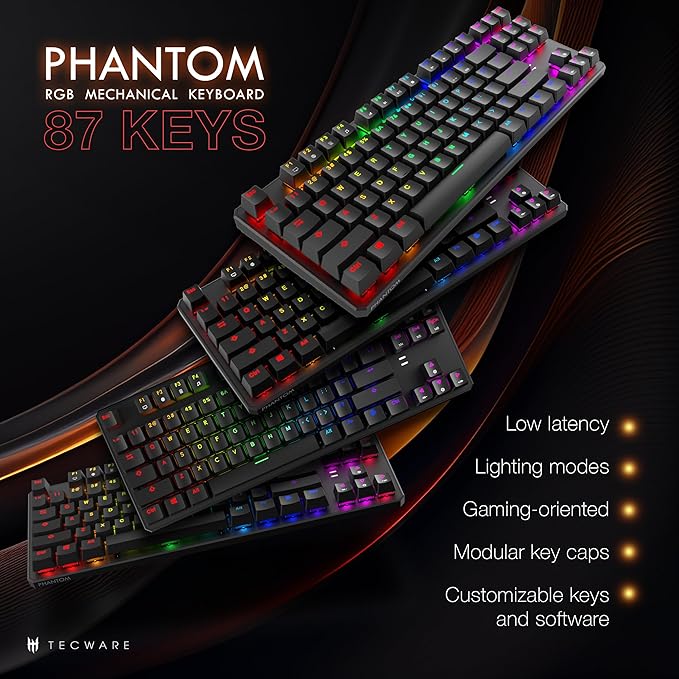 TECWARE Phantom 87 Key Mechanical Keyboard, RGB led, Outemu Brown Switch