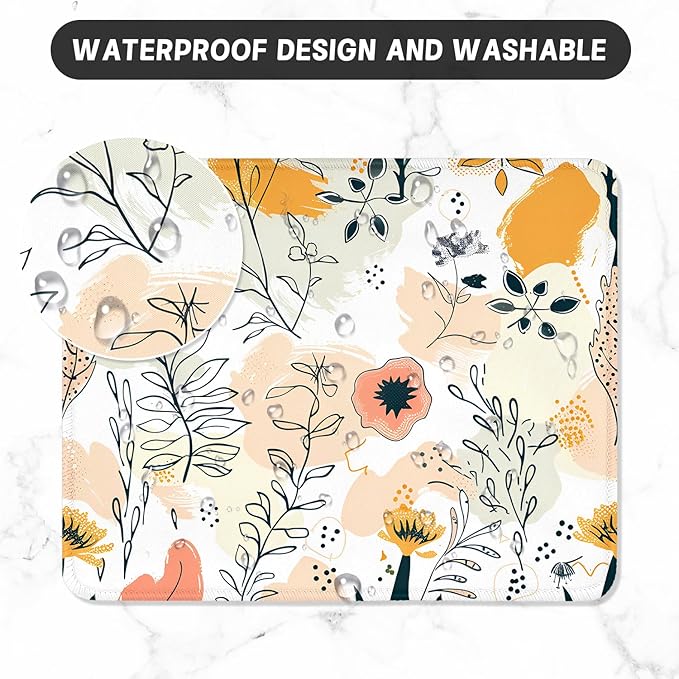ITNRSIIET Mouse Pad with Stitched Edge Premium Textured Smooth Precise Operation Waterproof Washable Non-Slip Rubber Base Desktop Protection Mat, 10.2×8.3×0.12 inches, Beautiful Flowers