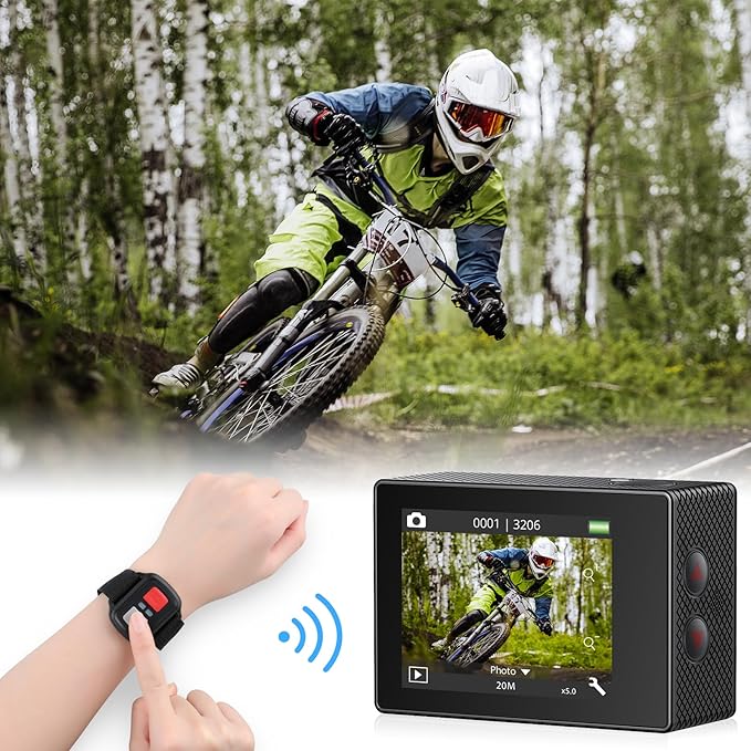 AKASO EK7000 Pro 4K30fps Action Camera with 256GB MicroSDXC U3 Card Accessories Kit Bundle, 20MP Ultra HD 131ft Waterproof Underwater Camera EIS WiFi Remote Control 5X Zoom Sport Cameras