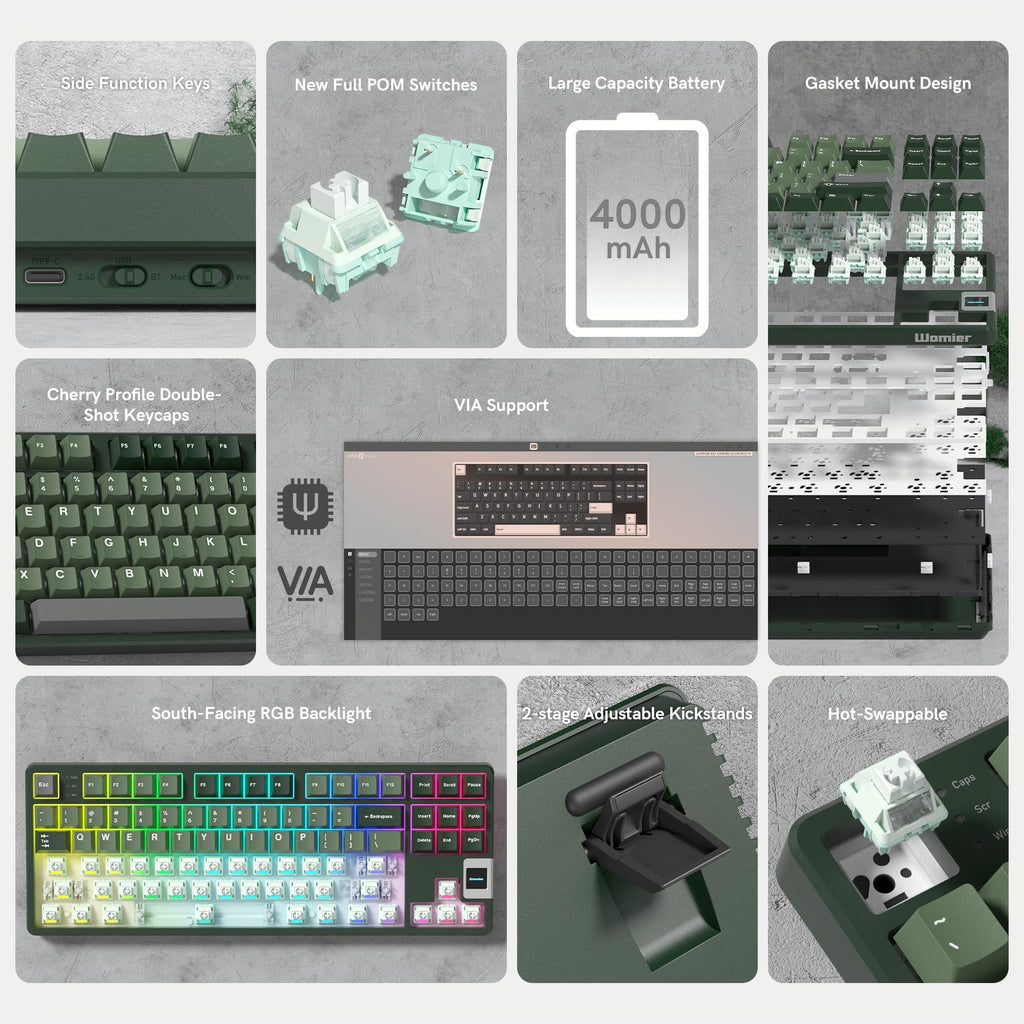 Rainy75 QK87 75% Wireless Gaming Keyboard Screen RGB Hot Swappable Gasket