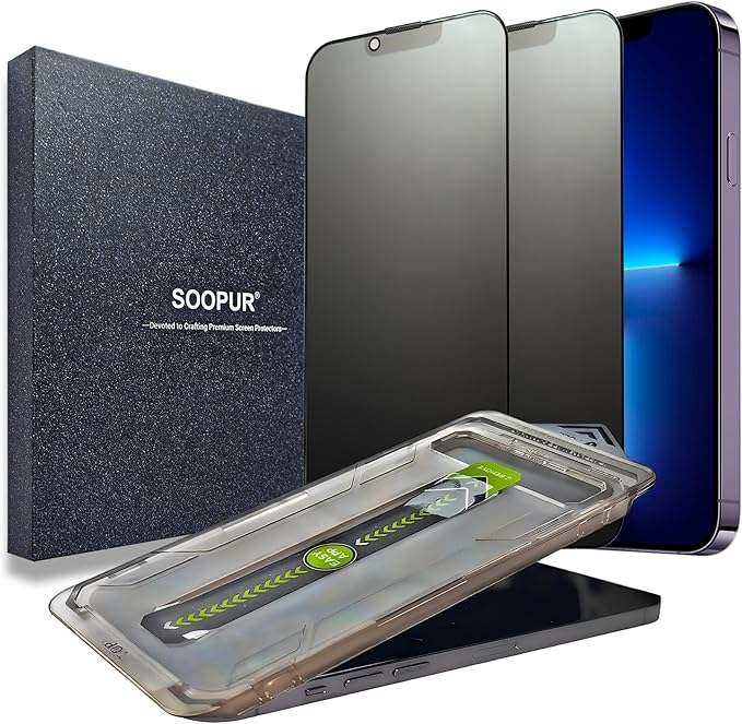 2 Pack Matte Privacy Screen Protector for iPhone 13/13 Pro/14 6.1", [Auto-Dust Removal and Auto-Alignment] Anti-Spy Anti-Glare Anti-Fingerprint Tempered Glass Film, Smooth & Sensitive Touch