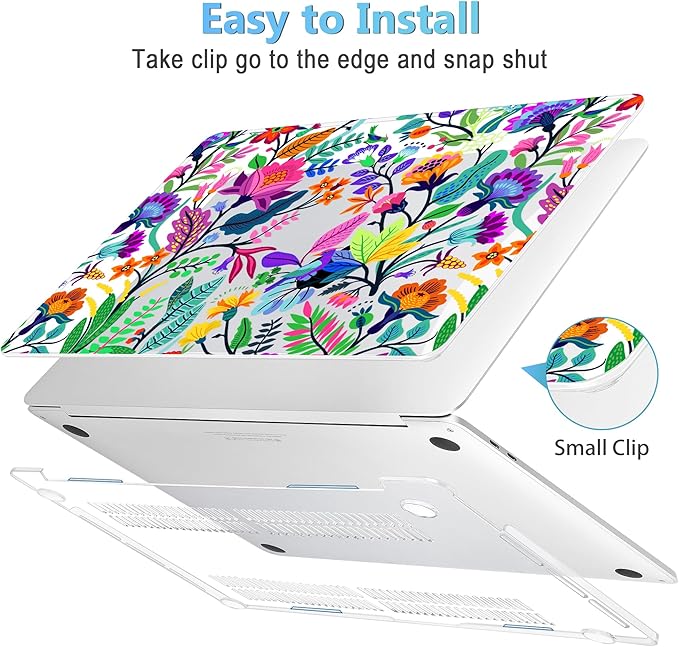 Mektron for MacBook Air 13 Case A1466/A1369 (2010-2017 Release), Snap-on Plastic Hard Shell Cover for MacBook Air 13.3 inch with Keyboard Cover,Bright-Coloured Flowers