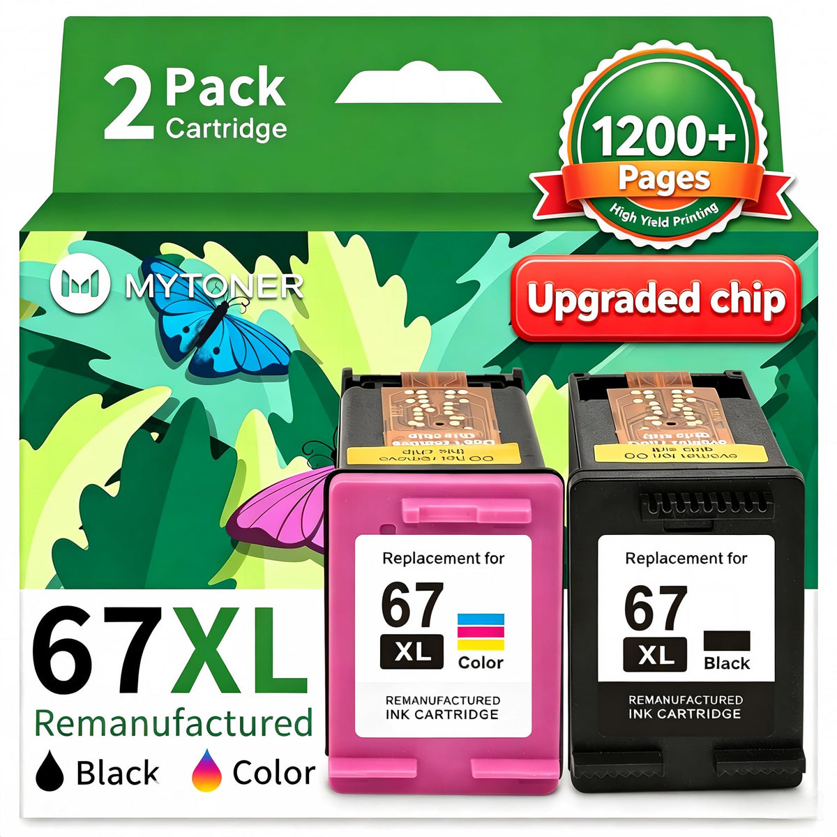MYTONER 67XL HP Printer Ink Replacement for HP Ink 67 Work with 6055e 2800e