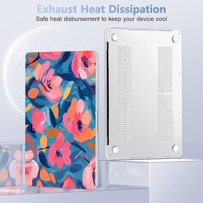 for MacBook Pro 16 inch Case 2019 2020 Release Model A2141, Plastic Hard Shell Cover with Keyboard Cover & Screen Protector for MacBook Pro 16 inch with Touch Bar & Touch ID, Flowers Print