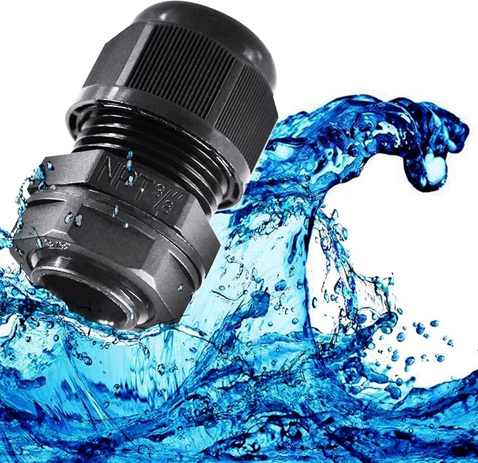 XHF 10 Pcs 1/2" IP68 Strain Relief Nylon Cord Grip Waterproof NPT Cable Glands Adjustable UL Listed and RoHS Compliant (Black)