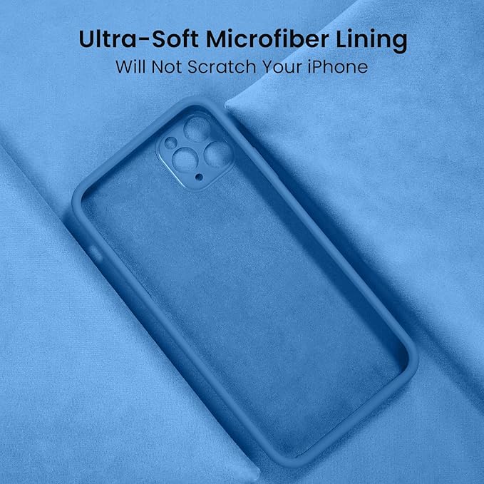 FireNova for iPhone 14 Pro Case, Silicone Upgraded [Camera Protection] Phone Case with [2 Screen Protectors], Soft Anti-Scratch Microfiber Lining Inside, 6.1 inch,Blue