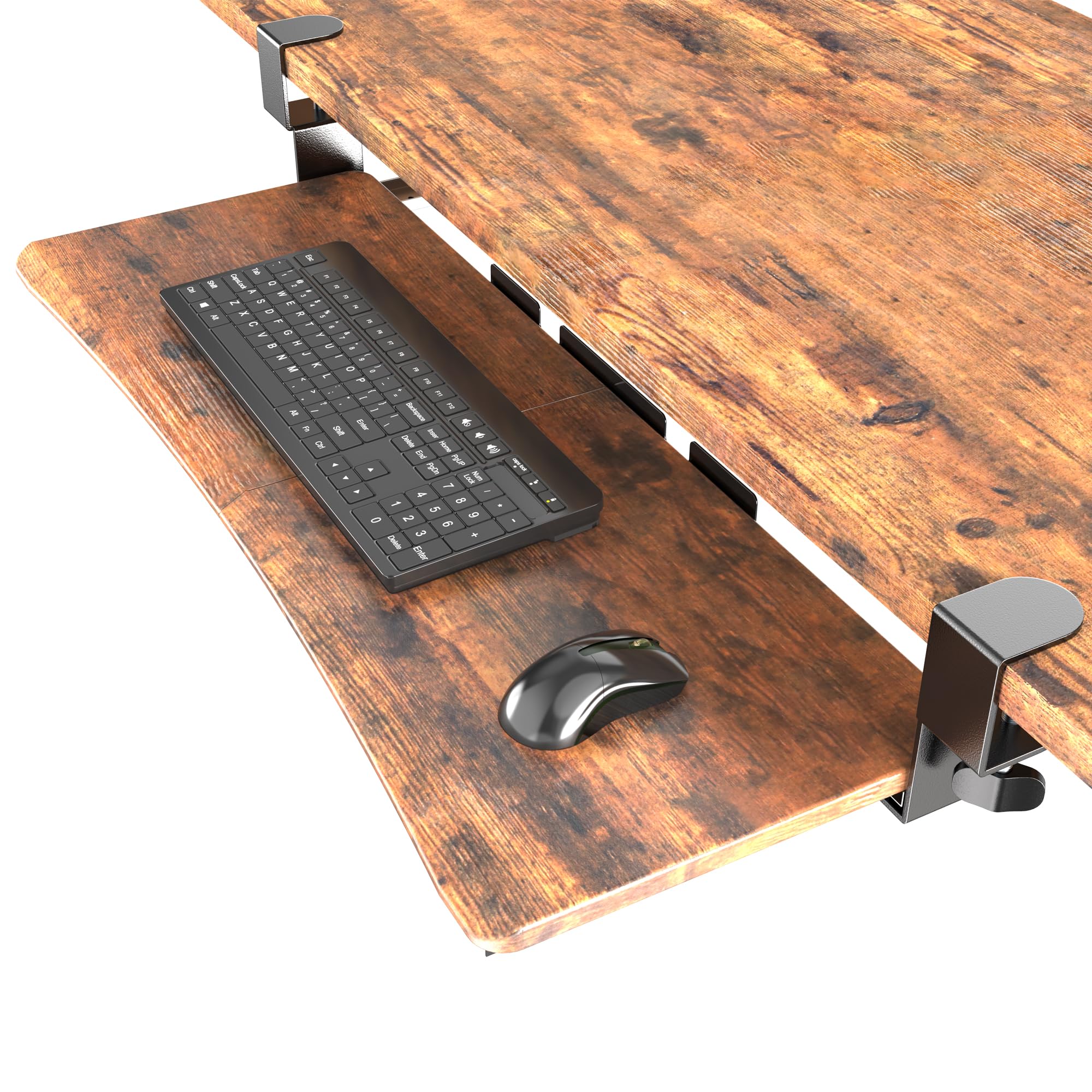 UPGRAVITY Extra Large Keyboard Tray Under Desk Rustic Vintage Brown