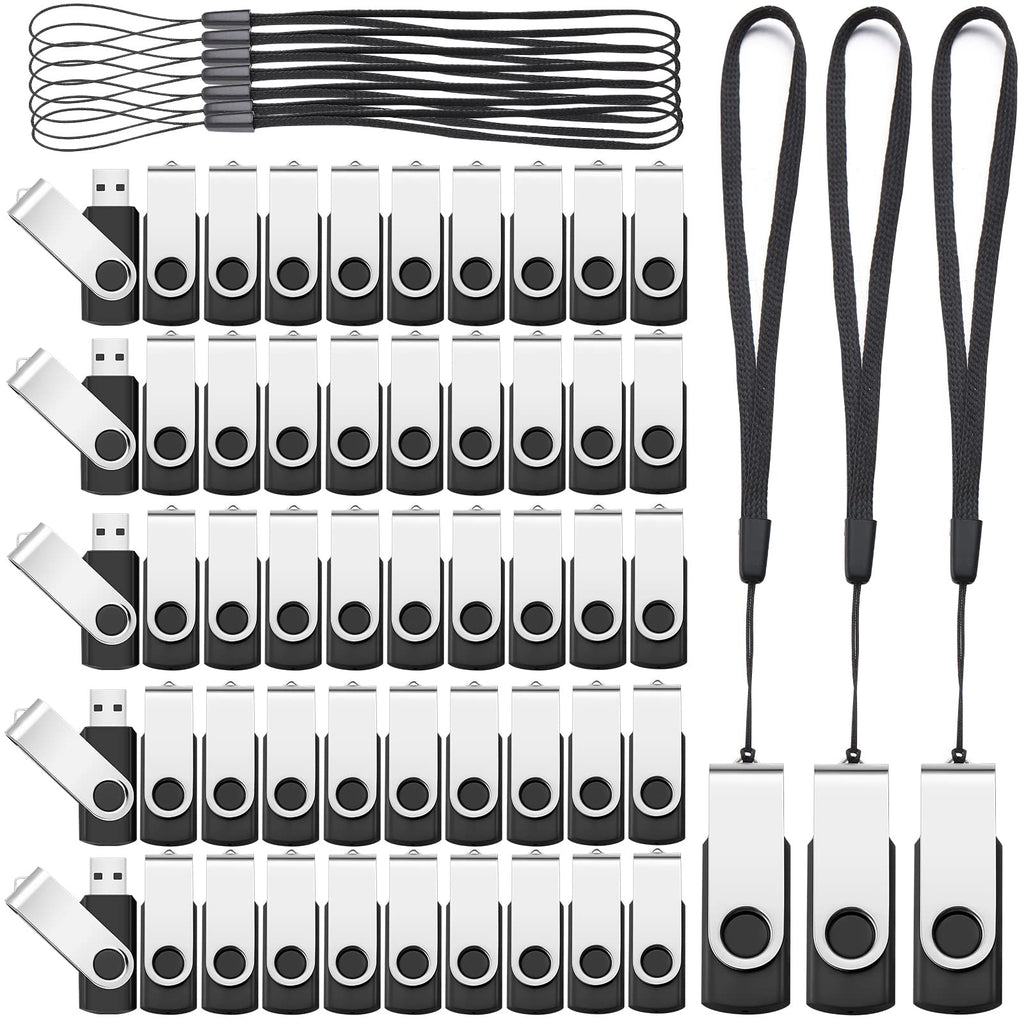 Aoriher 50 Pack USB 2.0 Flash Drives Bulk, Portable USB Thumb Drives with Lanyards, Swivel Flash Drive Thumb Drive for Office School Data Storage (128MB)