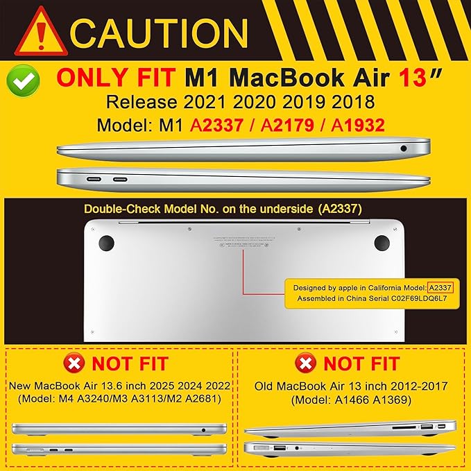 MEEgoodo for MacBook Air 13 inch Case 2021 2020 2019 2018 Released A2337 M1 A2179 A1932 with Touch ID, Plastic Hard Shell & Keyboard Cover Compatible with MacBook Air Case 13.3,Trendy Bow & Hearts