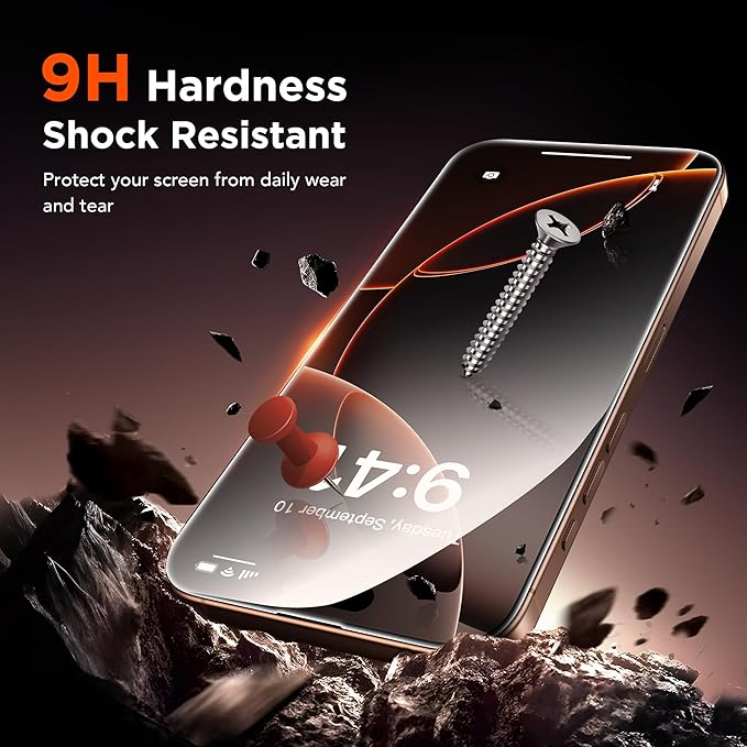 3-Pack Privacy Screen Protector for iPhone 16 Pro Max 6.9 Inch,Military-Grade Shatterproof Anti-Spy HD Tempered Glass with Installation Tray,Dust and Bubble Free ,9H Hardness,Anti - Fingerprint