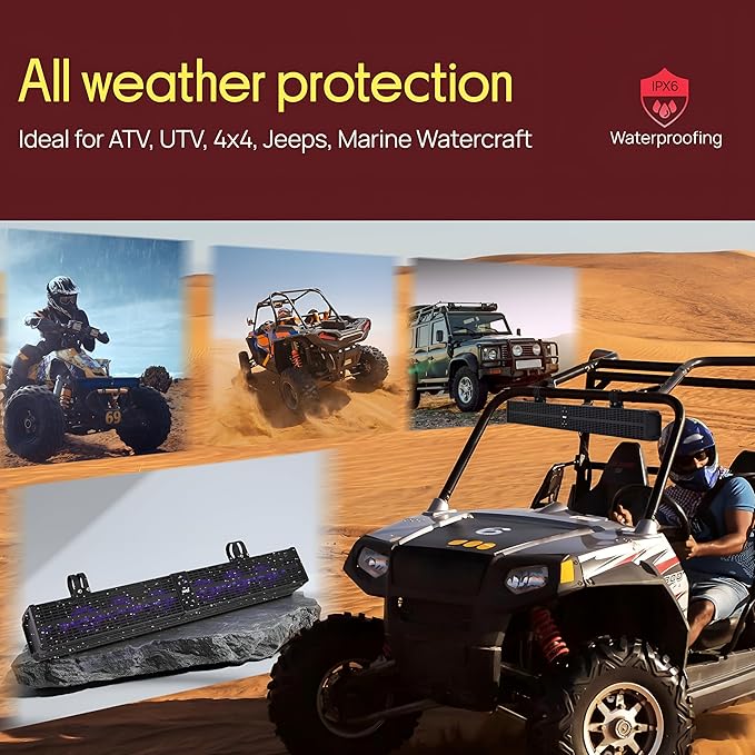 Pyle 32" Powered ATV/UTV Soundbar System, 200W Bluetooth Speakers with Built-in Amplifier, Waterproof and Weatherproof, Wireless BT Streaming and Auxiliary Input, LED Lights