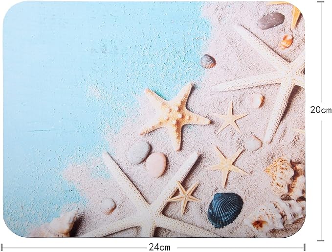 Mouse Pad, Gaming Mouse Pad, Non-Slip Rubber Base Mouse Mat with Designs for Laptop, Computer & Office, 9.5 x 7.9 x 0.12 inches (Starfish on Beach)