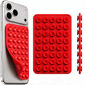 Suction Phone Mount Double Sided Octo Buddy for MagSafe Case, Silicone Sticky Grip Secure Holder for iPhone, Hands-Free Taking Photo/Recording Video/Live Streaming for Instagram Influencer（red）