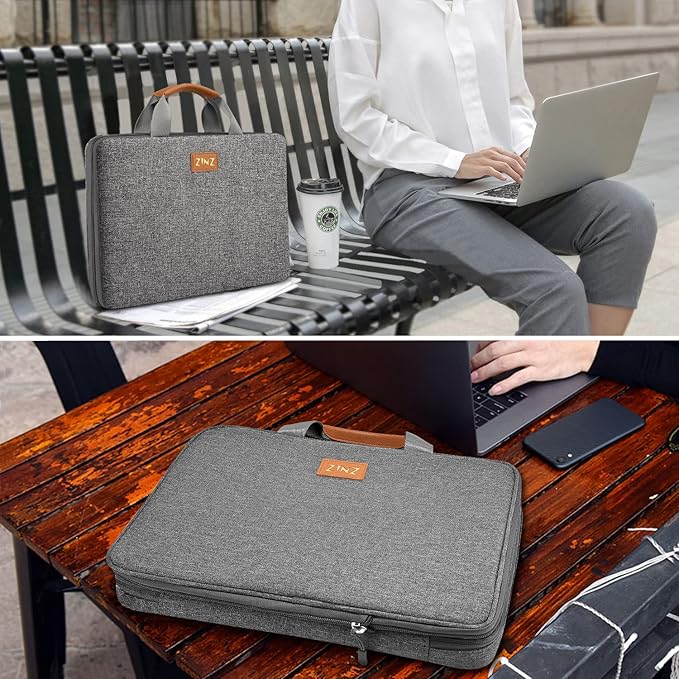 ZINZ Slim Expandable Laptop Case 15.6 Inch Sleeve Upgraded Protective Durable Recycled Carrying Case Compatible with MacBook 15" & 16" and Most 15" 15.6" 16" Notebook,D01G01