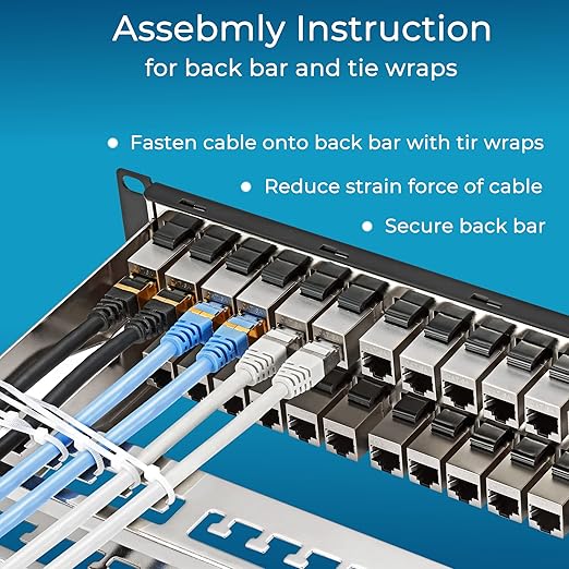 Rapink 48 Port Cat6A Patch Panel with Inline Keystone 10G Support, Shielded STP, 1U Network Patch Panel for Cat7, Cat6, Cat6A, Cat5e