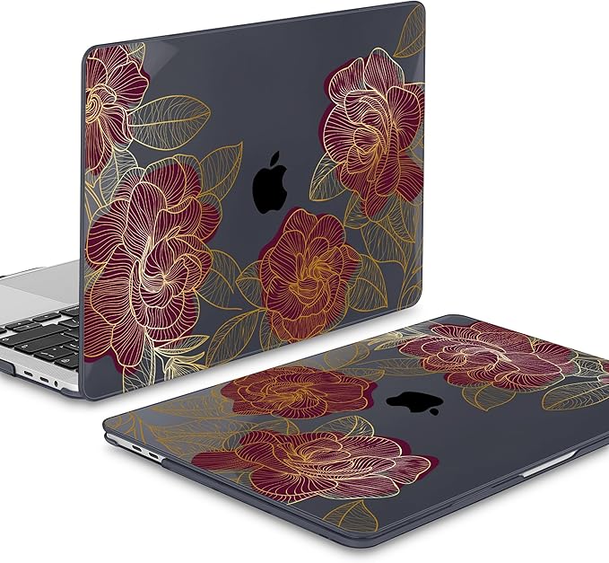 Mektron Case for MacBook Pro 16 Inch A2141 Cover 2019 Release 16" with Liquid Retina Display/Touch ID, Plastic Hard Shell with Keyboard Skin & Screen Protector & Dust Plug, A-Golden Rose