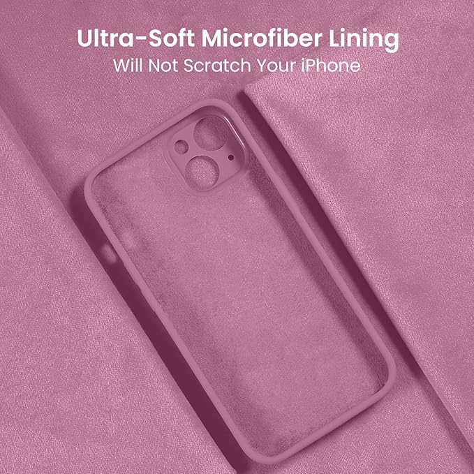 FireNova Designed for iPhone 14 Case, Silicone Upgraded [Camera Protection] Phone Case with [2 Screen Protectors], Soft Anti-Scratch Microfiber Lining Inside, 6.1 inch, Lilac Purple