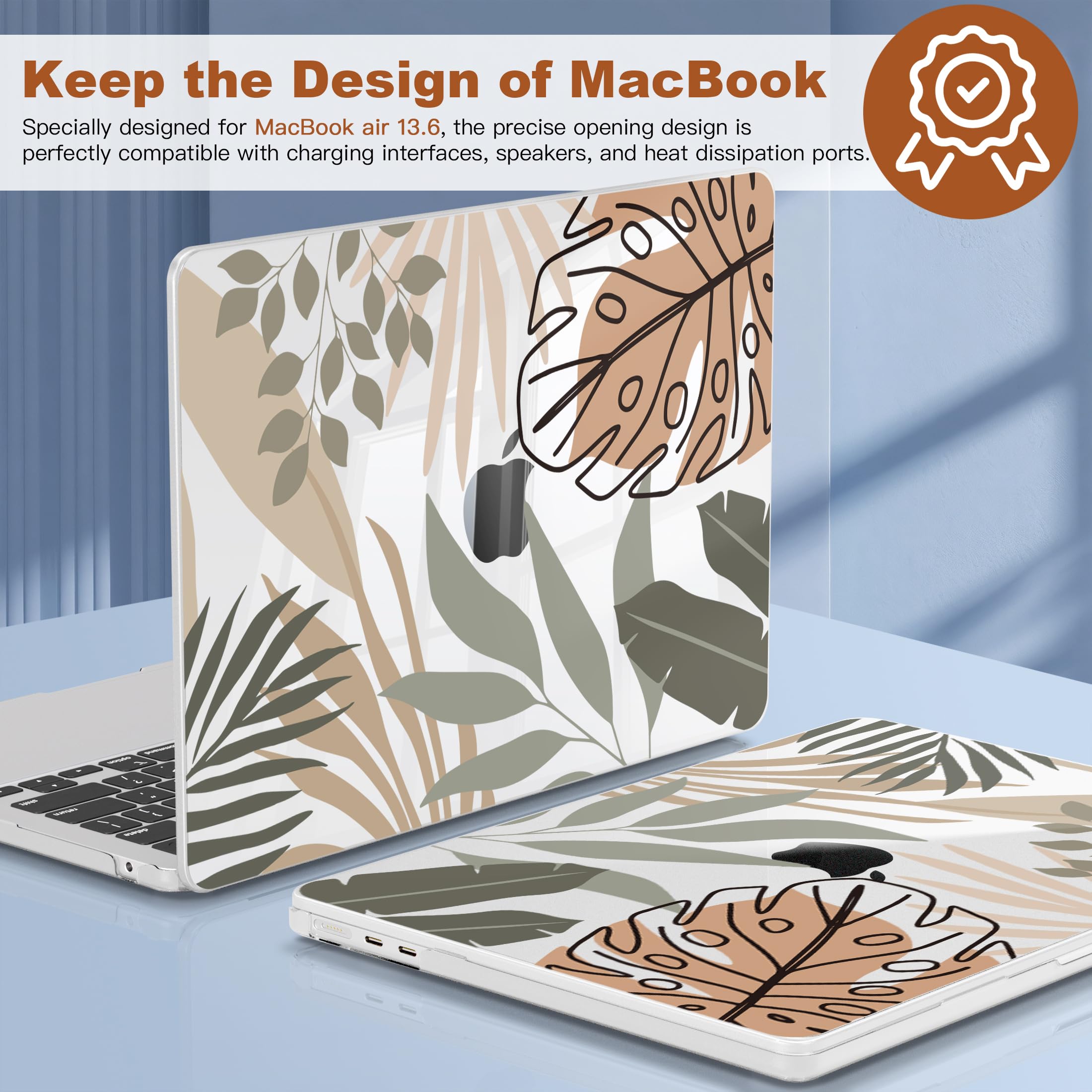 CISSOOK Compatible with MacBook Air 13.6 inch Case 2026 2025 2024 2022 Release A3449 A3240 A3113 A2681, Tropical Hard Shell Case with Keyboard Cover for MacBook Air 13 inch M2 M3 M4 M5 Chip