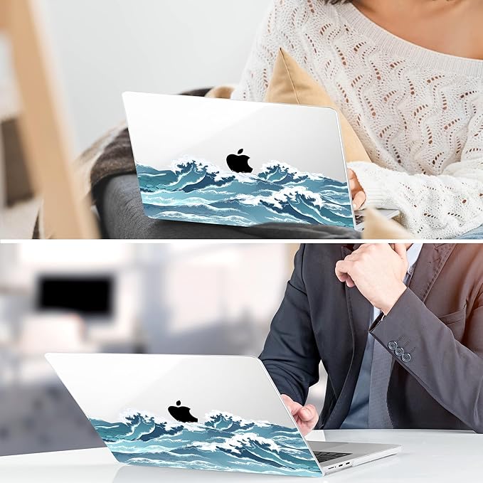 TWOLSKOO Compatible with M4 MacBook Air 15 inch Case 2025-2023 Released Model M4 A3241 M3 A3114 M2 A2941, Plastic Hard Shell & Screen Protector & Keyboard Cover & Trackpad Film, Ocean