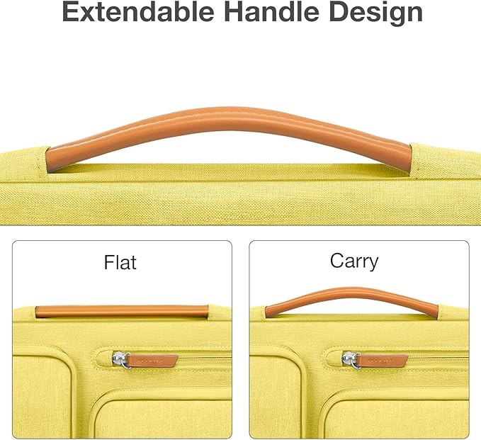 MOSISO 360 Protective Laptop Case 13.3 inch, 13-13.3 inch Laptop Sleeve Compatible with MacBook Air/Pro 13 / Pro 14,HP Dell Acer ASUS,Side Open Carrying Case with 4 Zipper Pockets&Handle, Yellow