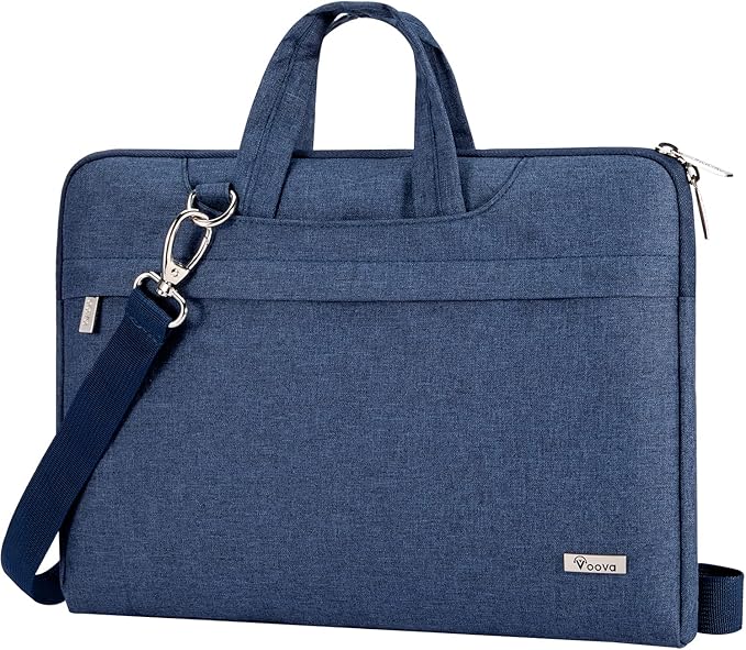 Voova Laptop Bag 15.6 Inch, Waterproof Computer Sleeve Carrying Case with Shoulder Straps & Handle Compatible with Macbook Air 15 M2/M3/M4, MacBook Pro 15/16, 15-16 Inch Hp Dell Lenovo Asus, Blue