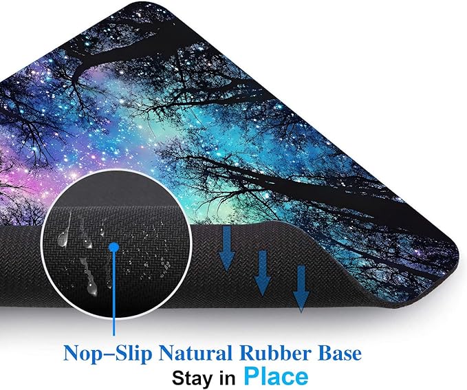 Black Night Sky Forest Mouse Pads for Desk, Portable Wireless Computer Mouse pad Small Design with Women, Non-Slip Rubber Base Laptop Mousepad 9.5" x 7.9" Smooth Surface for Office & Travel