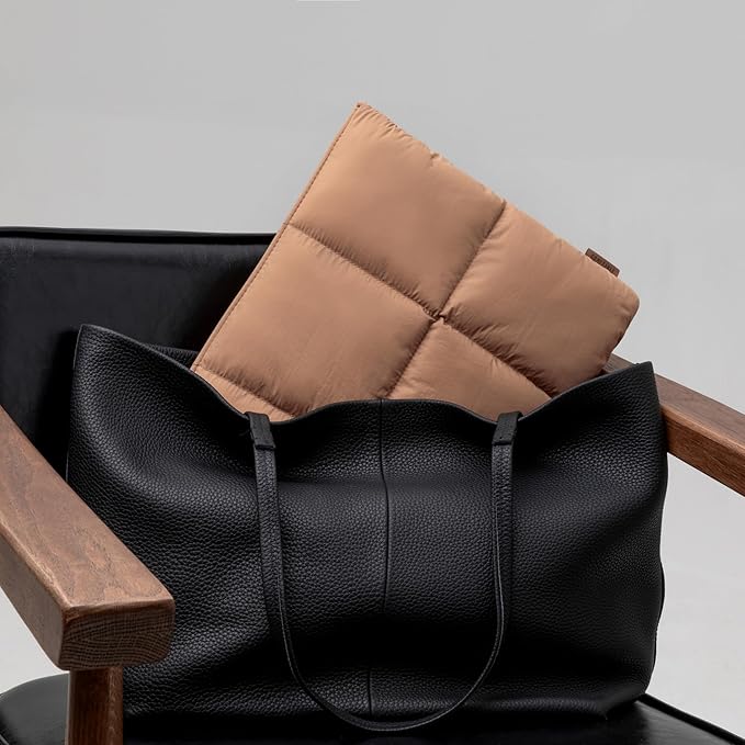 Comfyable Puffy Laptop Sleeve 13 Inch 14 Inch, Quilted Puffer Laptop Carrying Case, Pillow Case Compatible with MacBook Air M4 2025 M3 M2 M1, MacBook Pro M4 Pro/Max, Brown