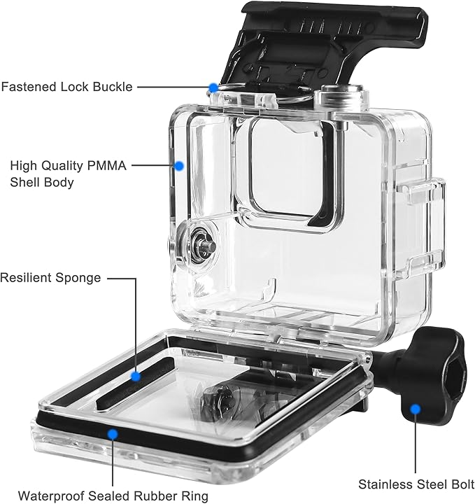 OKFUN Waterproof Diving Protective Case for Go Pro Hero 4K,196FT/60M Underwater Dive Durable Housing for Snorkeling,Surfing&Extreme Sports Hero4K 2024 Action Camera Accessories