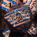 Metallic Glitter Stripes D&D Dice Set,7 PCS Polyhedral Dice Set with Gift Metal Box for Dungeons and Dragons,DND Metal Dice for Tabletop Game (Antique Copper Blue)