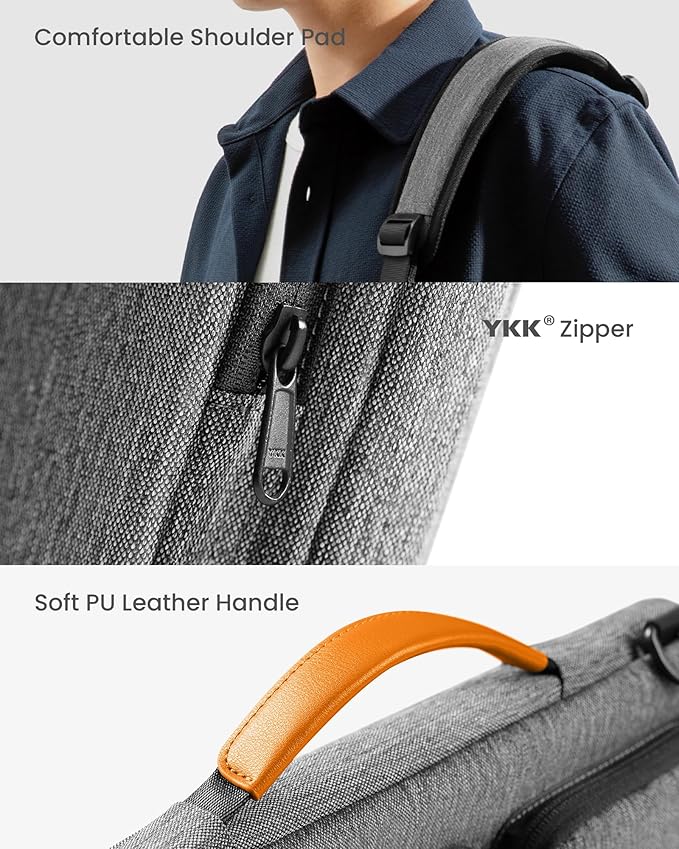 tomtoc 360° Protective Laptop Shoulder Bag for 15.6 Inch Laptop, Fit Acer Aspire 3/5/7, Dell Inspiron/XPS, ASUS ROG/TUF, Lenovo ThinkPad L/E/T/P/V, Waterproof Accessory Case