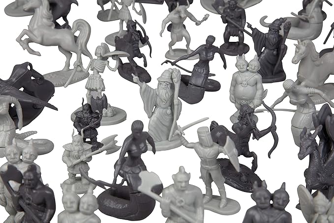 Monster Fantasy Creature Mini Action Figure Playset - 98pcs Toy Miniatures w 14 Unique Designs - Dragons, Wizards, Orcs, & More- XL 1/32 Scale Compatible with Dungeons and Dragons and Other RPG Games