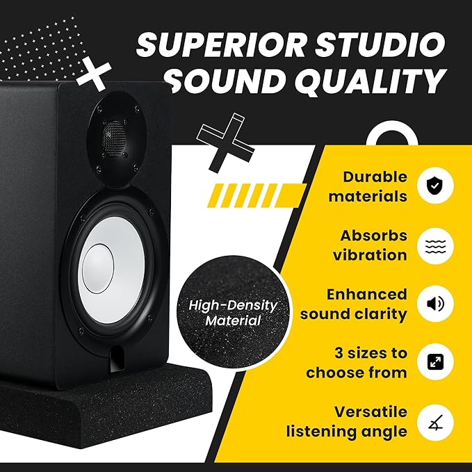 Sound Addicted - Studio Monitor Isolation Pads suitable for 6.5, 7 and 8 Inches Large Speakers | Reduce Vibrations and Fits most Stands - Pair | SMPad 8