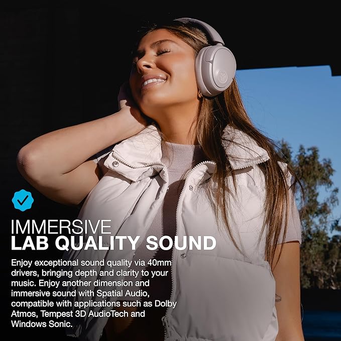 JLab JBuds Lux ANC Wireless Headphones, Mauve, Hybrid Active Noise Cancelling, Customizable Sound, Spatial Audio Compatible, Premium Over-Ear Bluetooth Headset