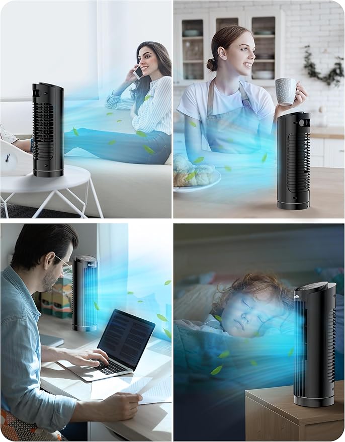 Grelife Tower Fan, Quiet Fans with Remote, for Bedroom, Living Room, Office, Tower Fan with Remote, 3 Speed Settings and Auto-off Timer, Compact Desktop Fan