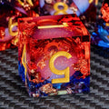 ARUOHHA Liquid Core DND Dice Set, 7pcs Resin Sharp Edged Dragons Dice Compatible with D&D Role Playing Games, RPG Golden Numbers Blue Red Dungeons Polyhedral D and D Dice with Gift Box D20 D10 D6