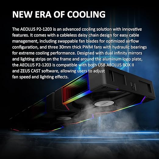 GAMDIAS AEOLUS P2-1203 120mm ARGB PWM Fan (3 Pack, no Hub), Include Reverse Fan Blade x3 & Controller, ARGB Sync, Easy Installation & Cabless Daisy-Chain Design, Silent Operation, Up to 2400RPM, Black