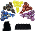 SmartDealsPro Retro Polyhedral Dice Sets with Pouches for D&D DND RPG MTG Dungeon and Dragons Table Board Roll Playing Games D4 D6 D8 D10 D% D12 D20