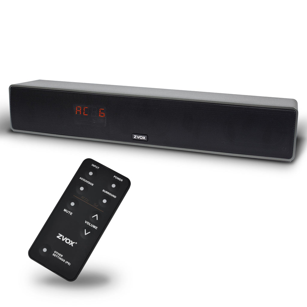 ZVOX Dialogue Clarifying Sound Bar With Patented Hearing Technology - AccuVoice TV Soundbar AV157 Titanium - Twelve Levels of Voice Boost - Home Theater Audio Speakers