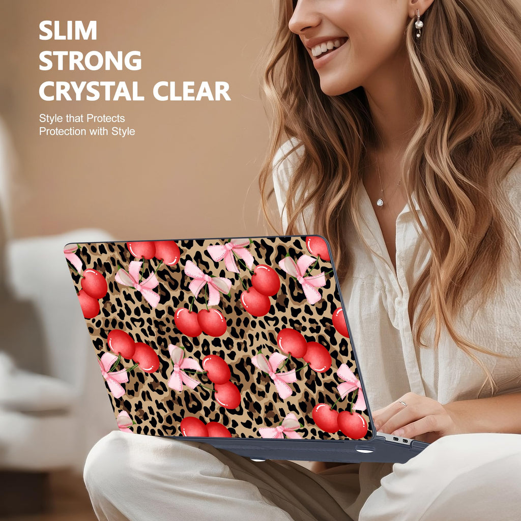 Lepeoac Case for MacBook Pro 13 inch Case M2 2022-2016 A2338 M1 A2251 A2289 A2159 A1989 A1708 A1706, Plastic Hard Shell + Keyboard Cover + Dust Plug, Leopard Cherry