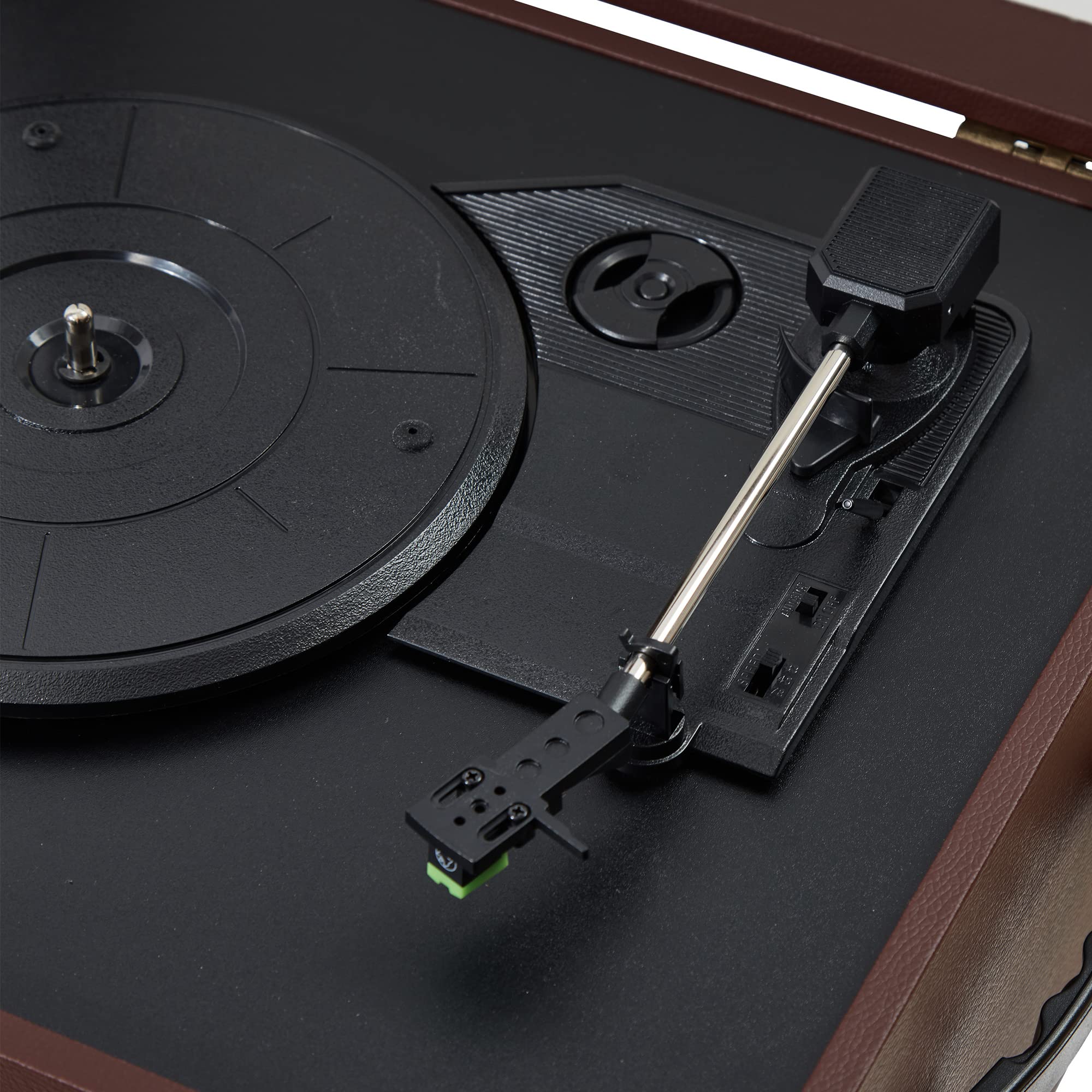 Arkrocket Discovery II 3-Speed Bluetooth Record Player Retro Console Turntable with Built-in Speakers and Removable Legs (Brown)