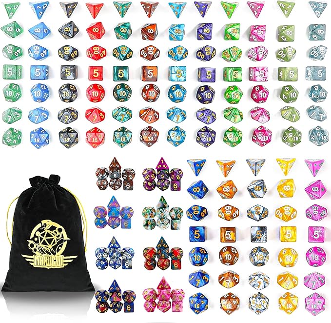 DND Dice Set, 25 X 7 Polyhedral Dice for Dungeons and Dragons DND RPG MTG Table Game with 1 Large Flannel Bag 175 Pieces