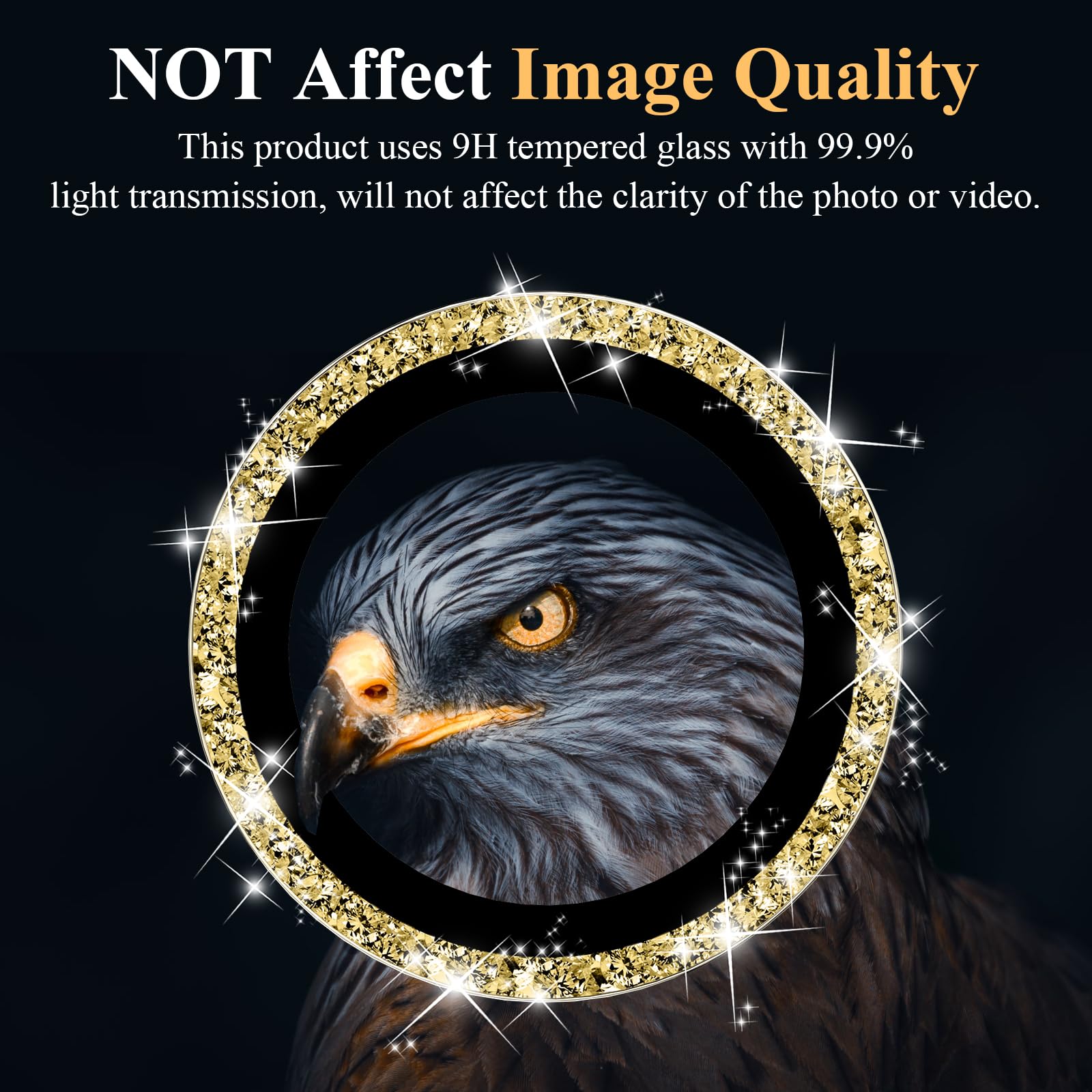 YWXTW Camera Lens Protector for Samsung Galaxy S24 / S23 / S23 Plus, [NOT for S24 Plus] 9H Tempered Glass Metal Individual Ring Camera Screen Protector for S24 Accessories (Gold Glitter)