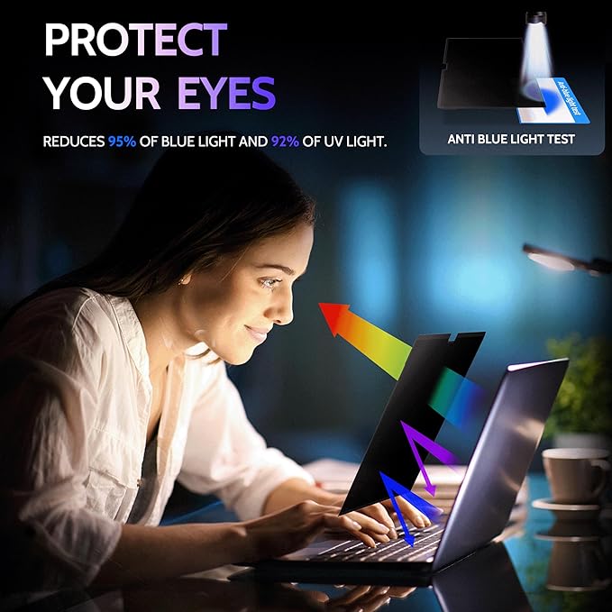 Privacy Screen for MacBook Pro 16 Inch (2021-2024, M1, M2, M3, M4), MagicSuction™ Removable Anti Spy Black Protector, Glare Blue Light Filter for Mac Laptop Computer