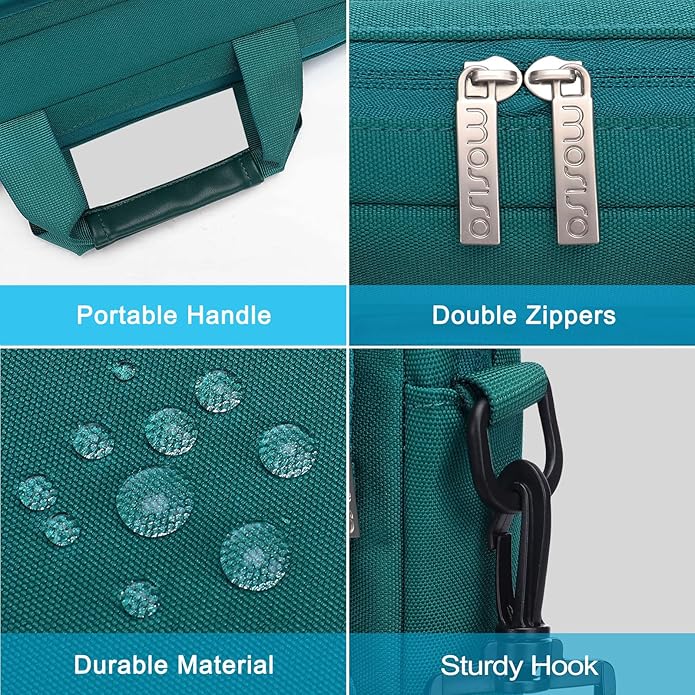 MOSISO Laptop Shoulder Bag, Computer Bag with 2 Raised&1 Flapover&1 Horizontal Pocket&Handle&Belt