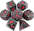 Haxtec DND Dice Set Polyhedral D&D Dice Compatible with Dungeons and Dragons Gift TTRPG Antique Iron Red Metal Dice