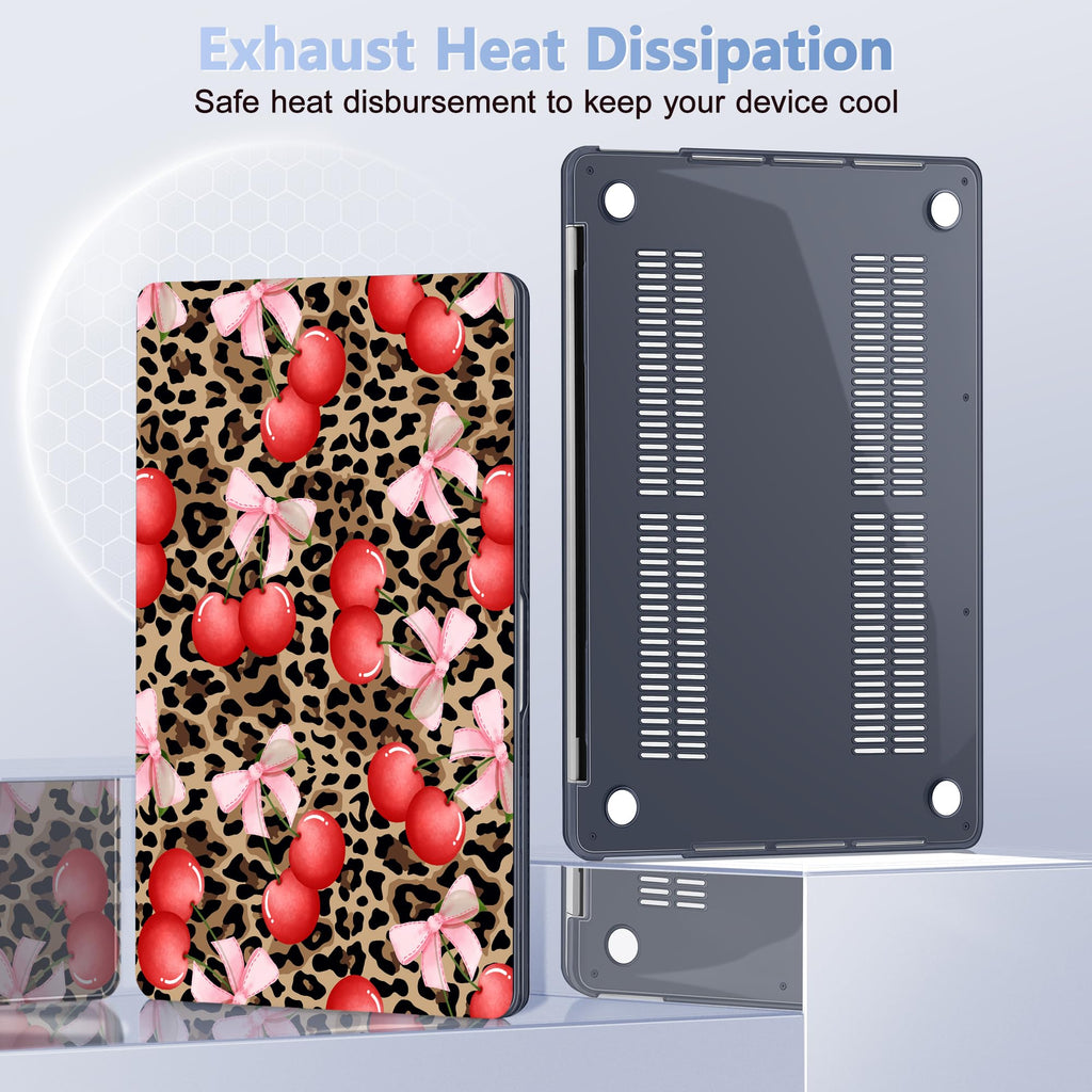 Lepeoac Case for MacBook Pro 13 inch Case M2 2022-2016 A2338 M1 A2251 A2289 A2159 A1989 A1708 A1706, Plastic Hard Shell + Keyboard Cover + Dust Plug, Leopard Cherry