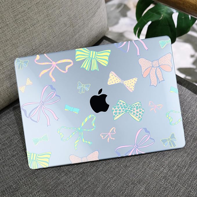 MEEgoodo Case for M4/M3/M2 MacBook Air 13.6 inch Case 2025 2024 2022, Fit Model A3240/A3113/A2681, Laptop Hard Shell with Keyboard Cover Compatible with MacBook Air 13 inch, Hand Drawn Doodles & Bow